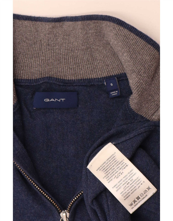 Gant Jersey De Cuello Con Cremallera Para Hombre Jersey De Algodón Azul Pequeño