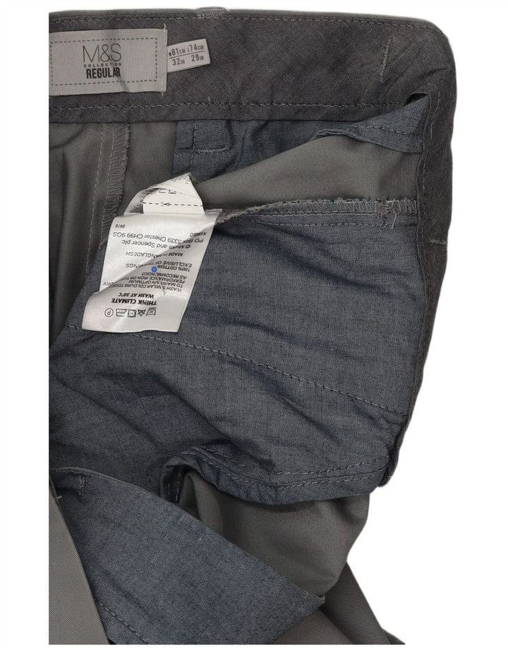 Marks & Spencer Pantalón de traje recto para hombre W32 L29 Algodón gris
