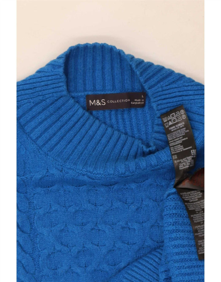 Marks & Spencer Jersey con Cuello Alto para Mujer UK 46 Viscosa Azul Grande