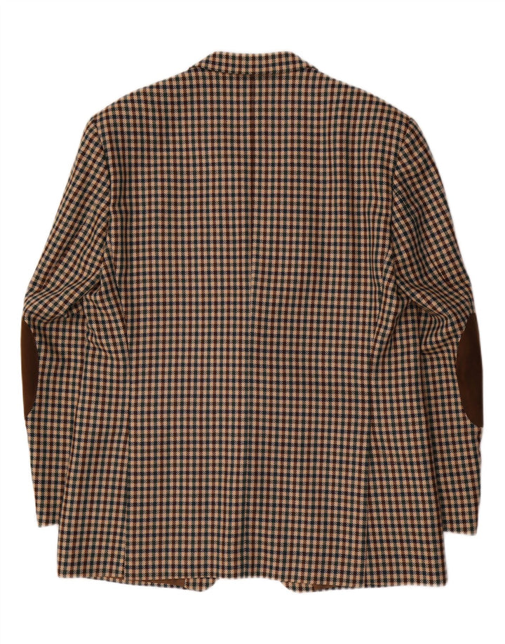 Piattelli Chaqueta tipo blazer de 2 botones para hombre IT 54 2XL Lana de pata de gallo marrón