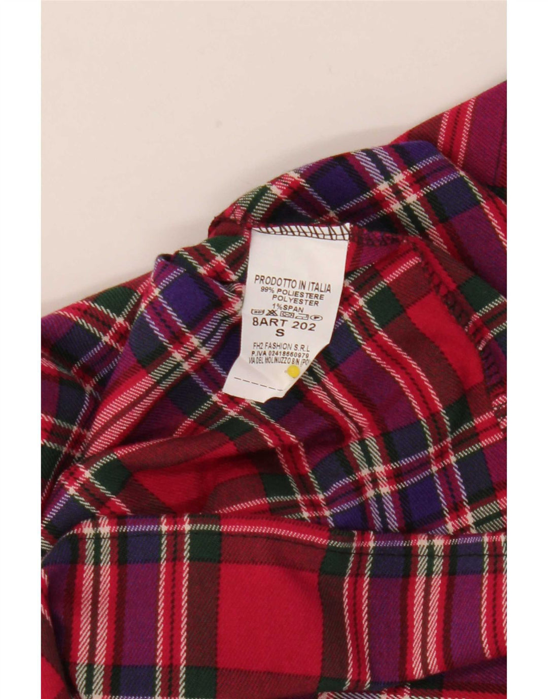 Vintage mujer mini falda plisada pequeña W25 rojo comprobar poliéster