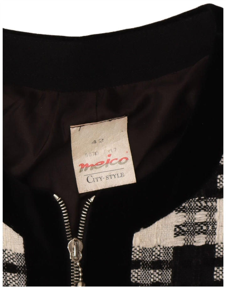 Meico Chaqueta tipo blazer larga para mujer EU 42 Grande Poliéster a cuadros negros