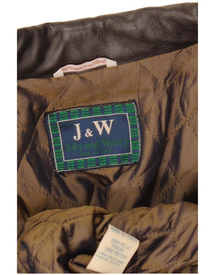 Vintage mujer chaqueta de cuero Reino Unido 18 XL cuero marrón