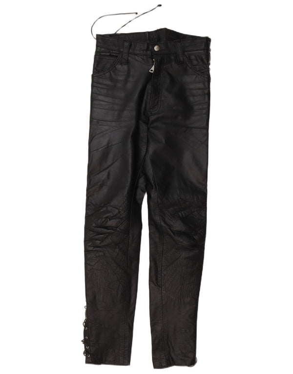 Pantalones de cuero vintage para mujer W30 L30 cuero negro