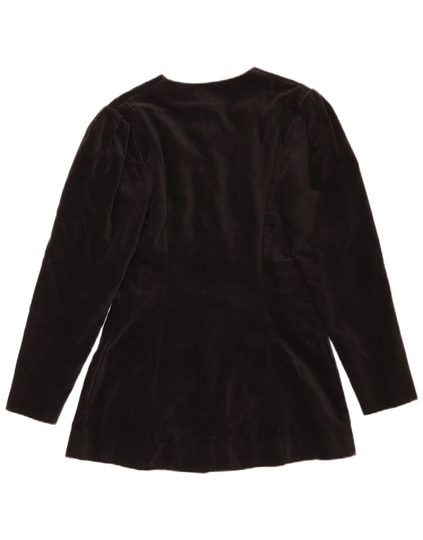 Laura Ashley Chaqueta Blazer de Terciopelo de 5 Botones para Mujer UK 10 Small Black Cotton