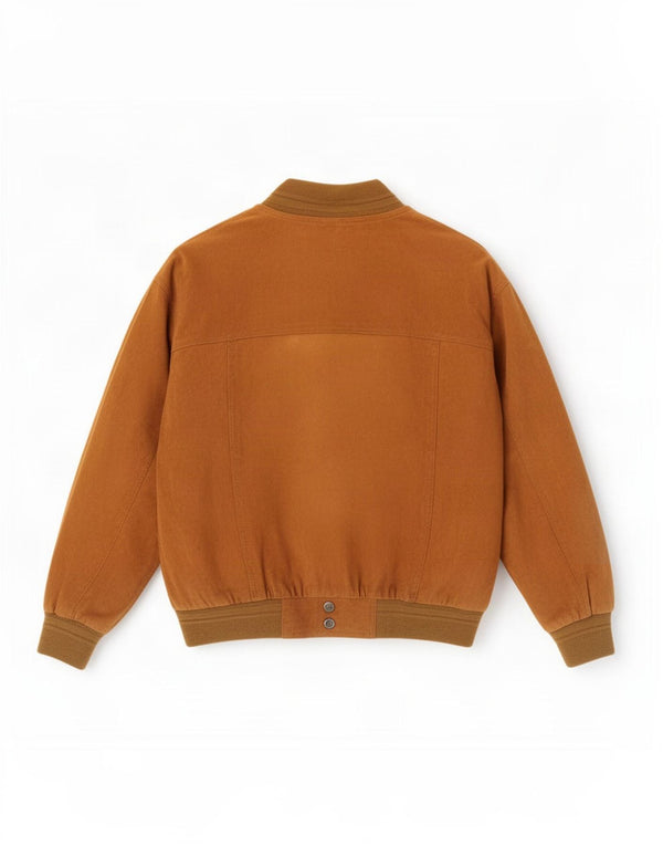 Vintage hombres ante bomber chaqueta IT 48 cuero marrón medio