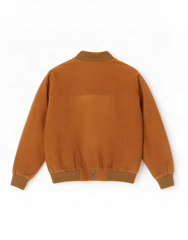 Vintage hombres ante bomber chaqueta IT 48 cuero marrón medio