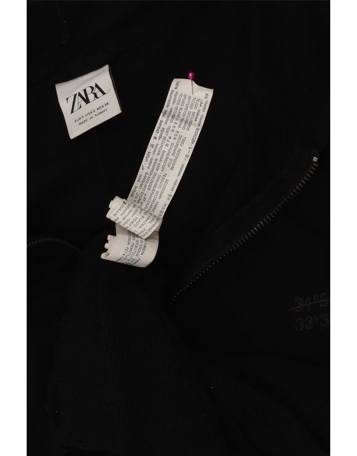 Zara Hombre Zip Sudadera Con Capucha Suéter Pequeño Algodón Negro