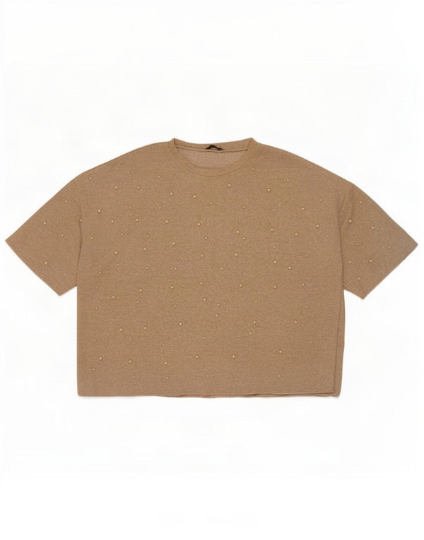 Zara Mujer Trafaluc Blusa Extragrande UK 46 Grande Viscosa Beige Manchada