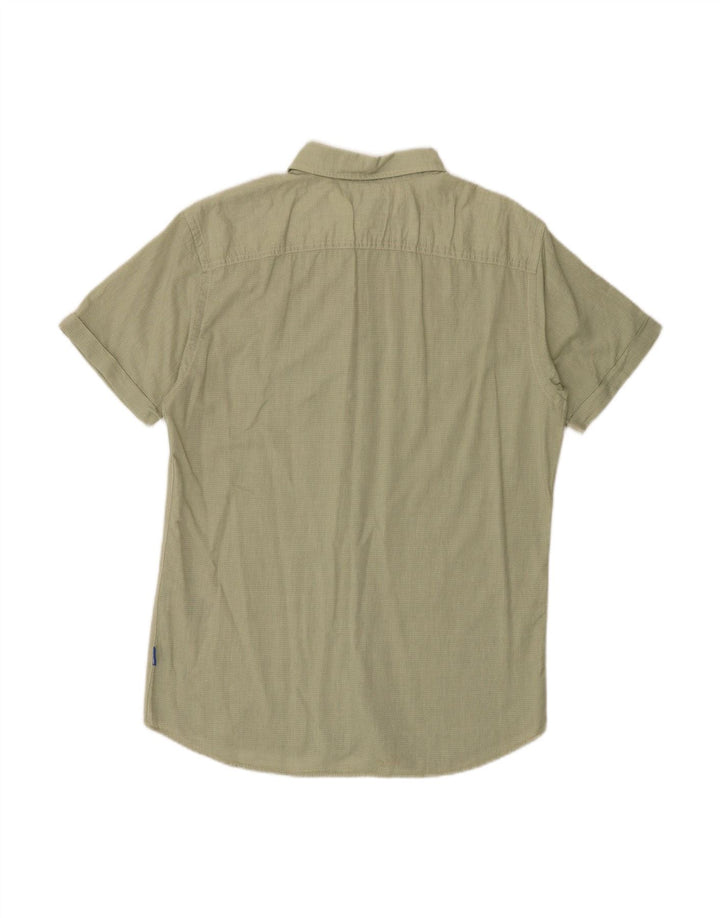 JACK & JONES Mens Short Sleeve Shirt Large Khaki Cotton