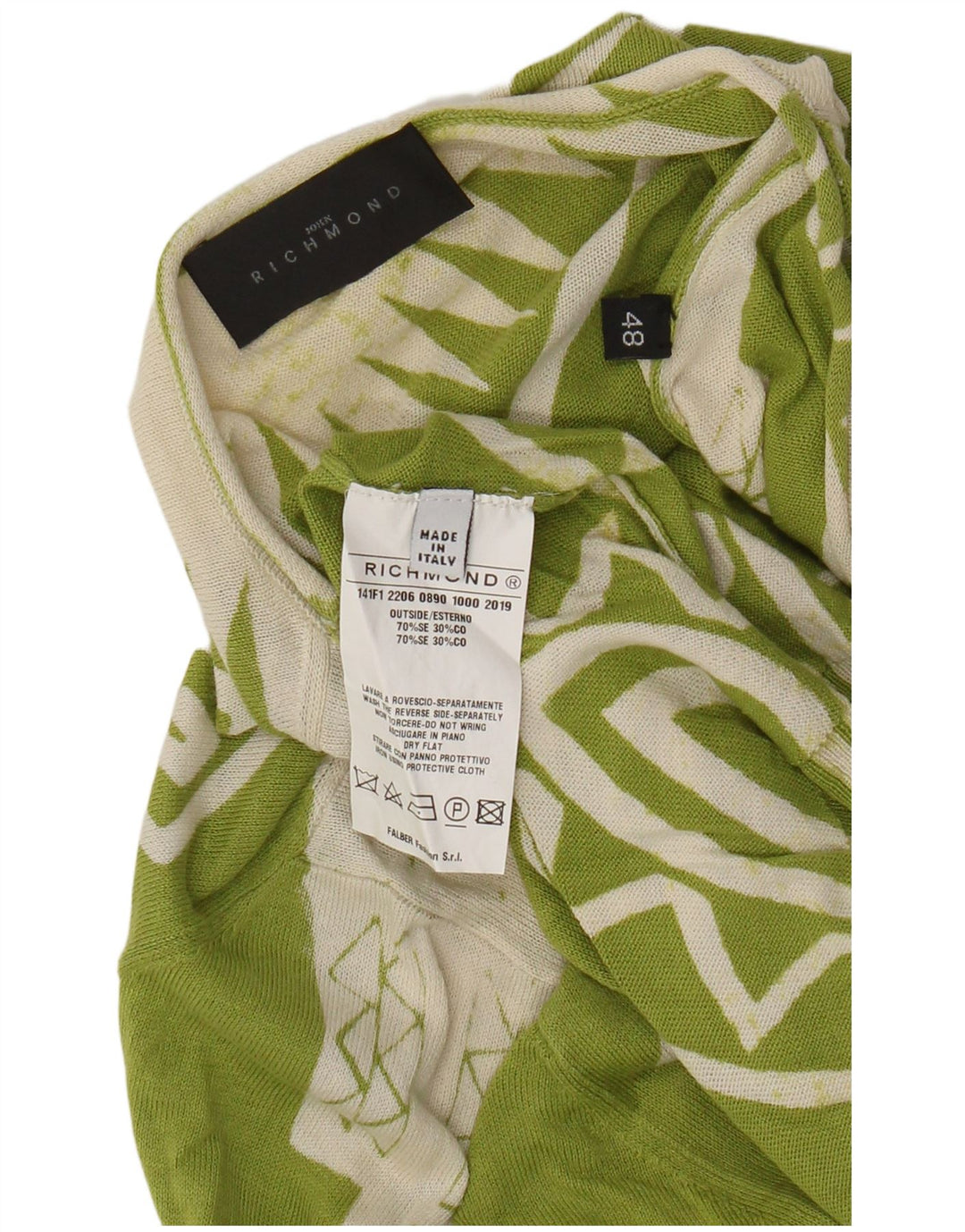 Richmond Jersey de cuello redondo para mujer IT 48 XL Seda geométrica verde