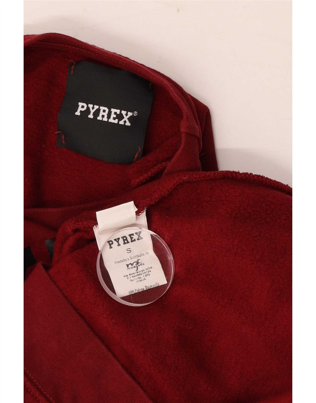Pyrex Mens Graphic Sudadera Jumper Pequeño Algodón Borgoña
