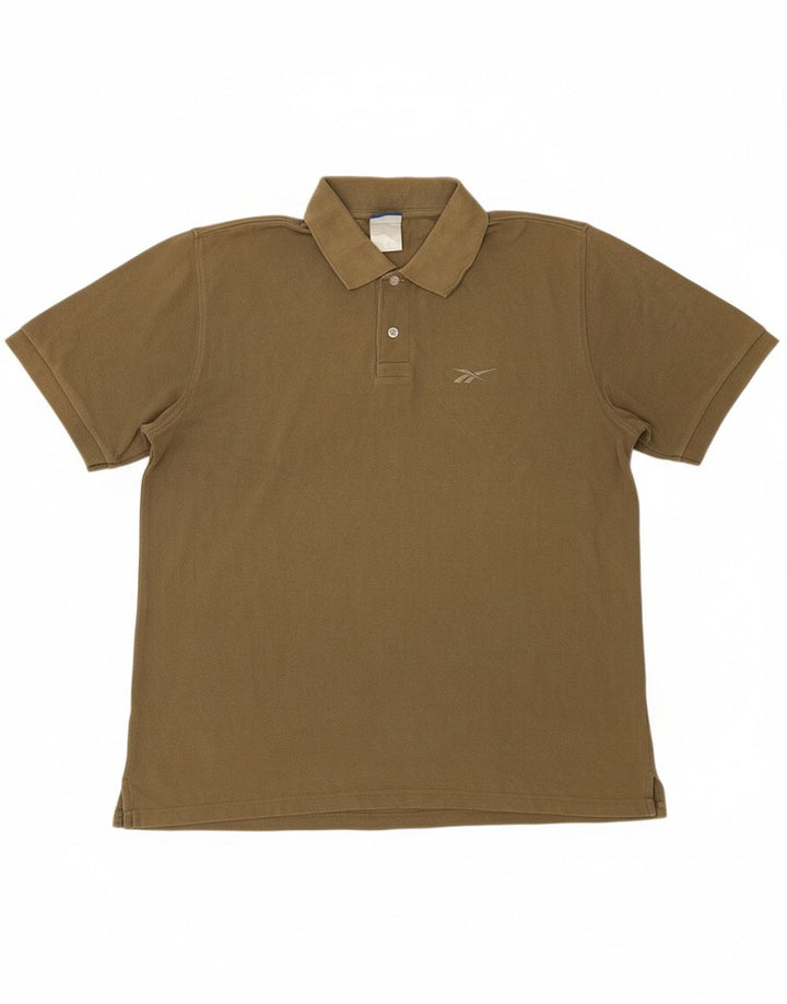 REEBOK Mens Polo Shirt Large Khaki Cotton