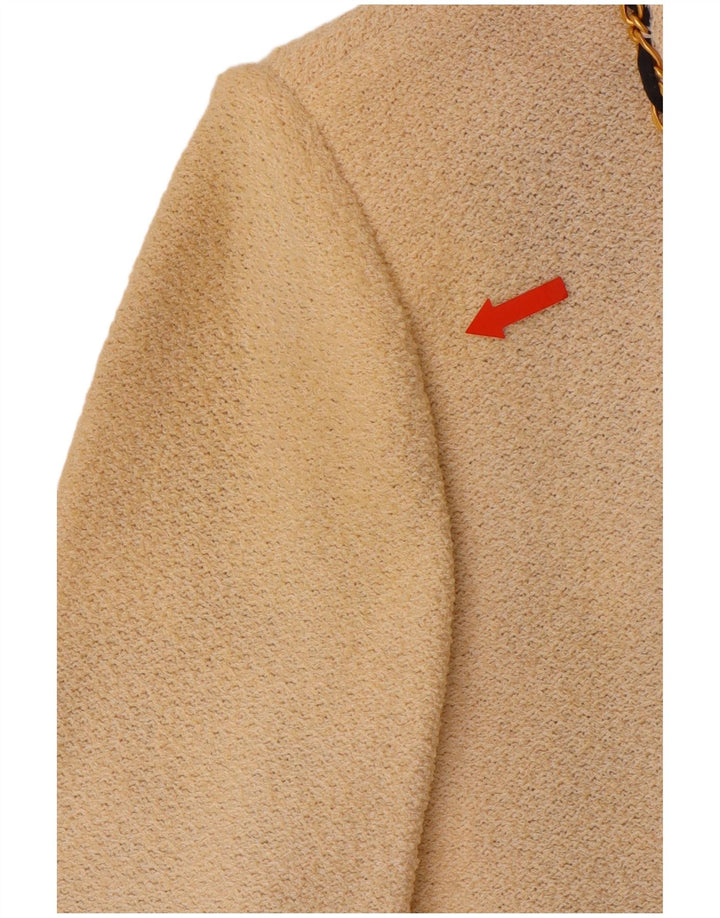 VINTAGE Mujer 3/4 Manga Cardigan Suéter US 8 Mediana Lana Blanca