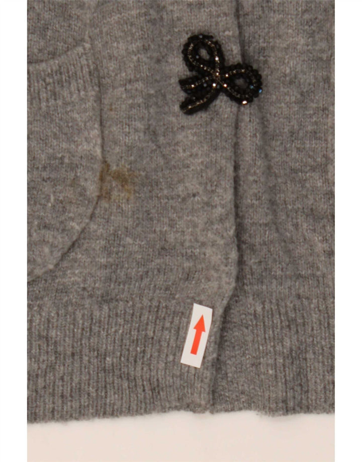 Zara Mujer Cárdigan Suéter UK 44 Grande Gris Poliamida