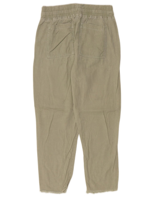 Zara Mujer Pantalones Casuales Cónicos De Cintura Alta Pequeño W26 L27 Caqui Lyocell