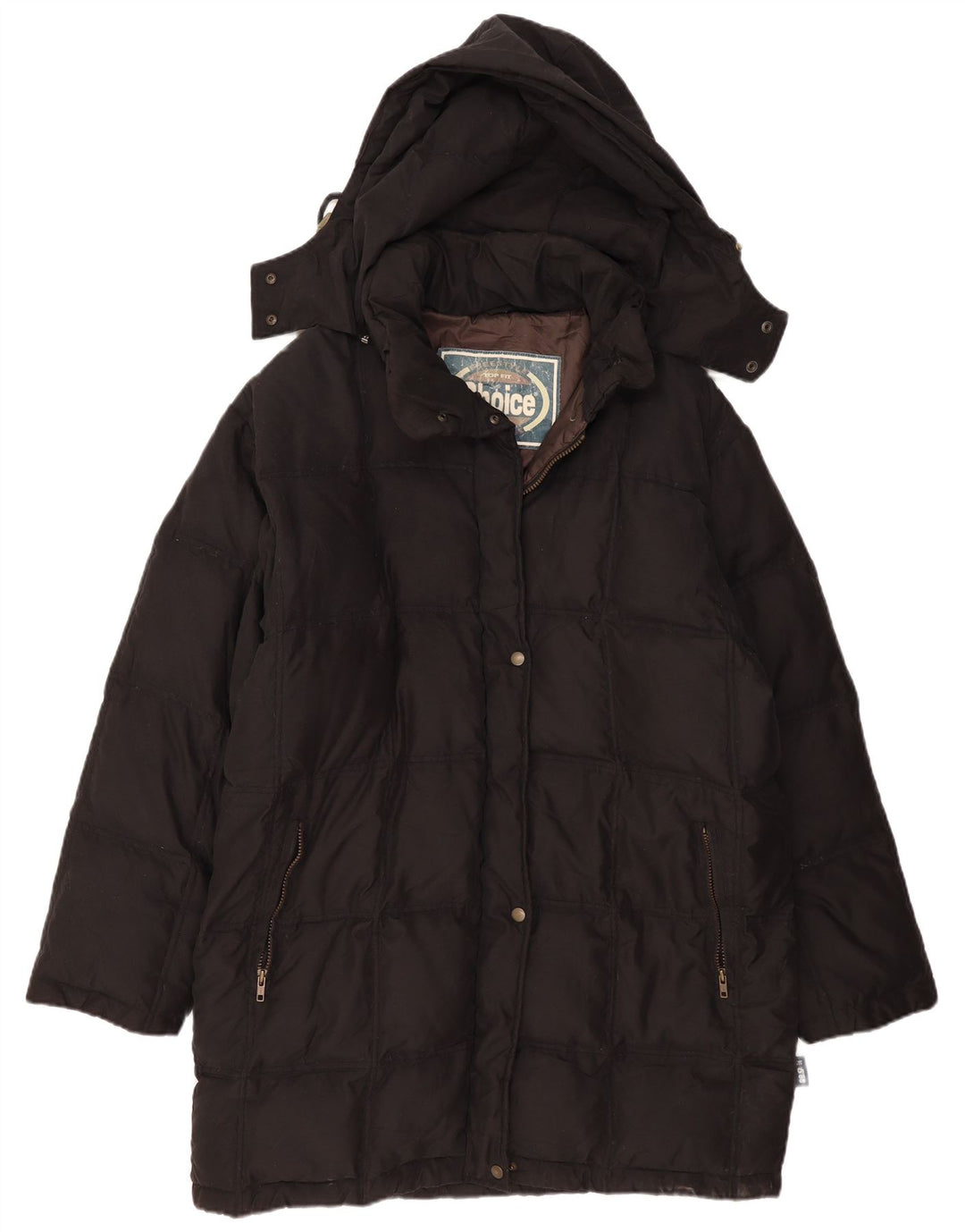 VINTAGE Abrigo acolchado con capucha para mujer EU 50 2XL Poliamida negra
