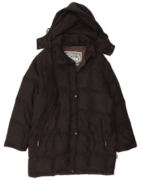 VINTAGE Abrigo acolchado con capucha para mujer EU 50 2XL Poliamida negra