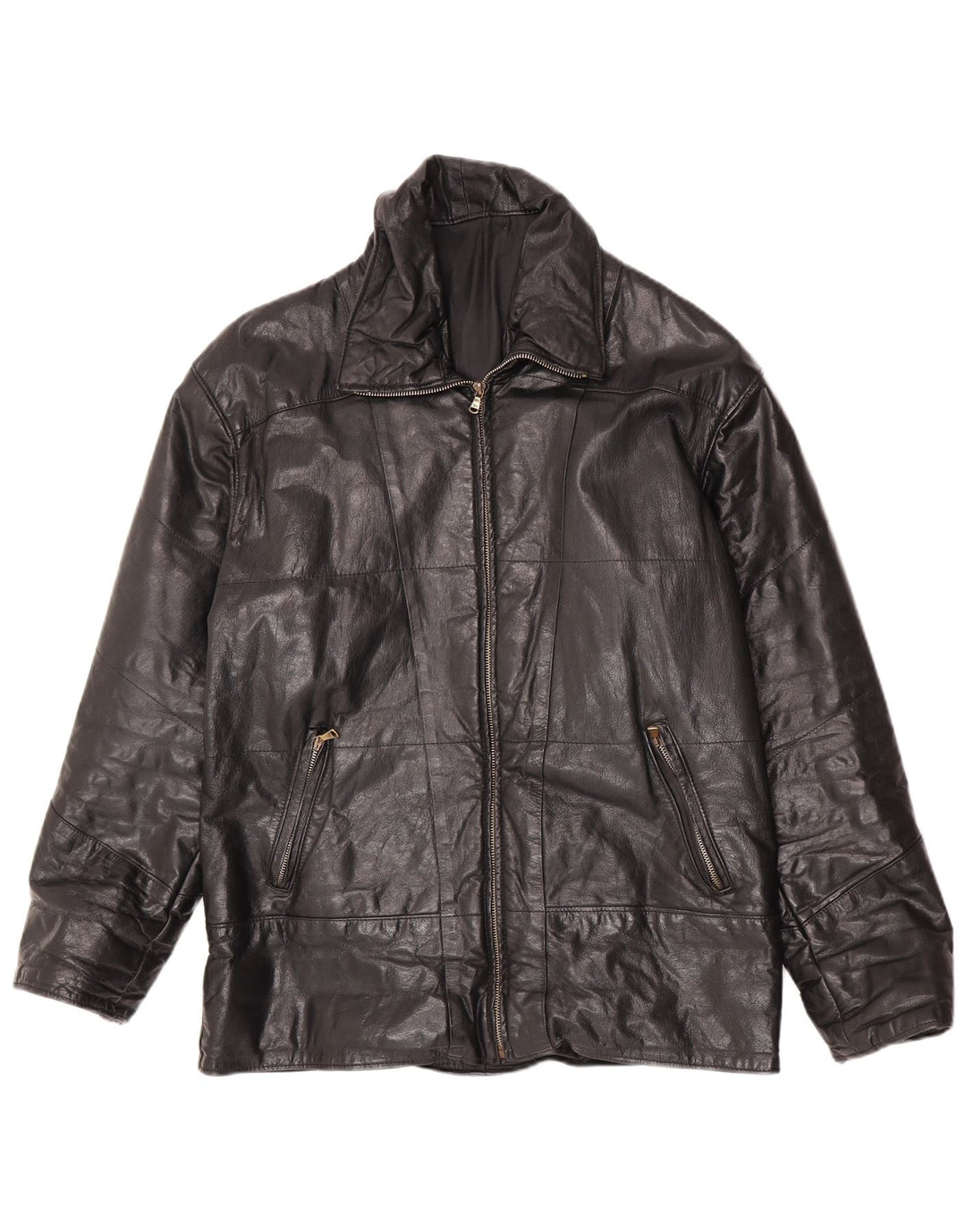 Vintage hombres chaqueta de cuero Reino Unido 36 pequeño negro