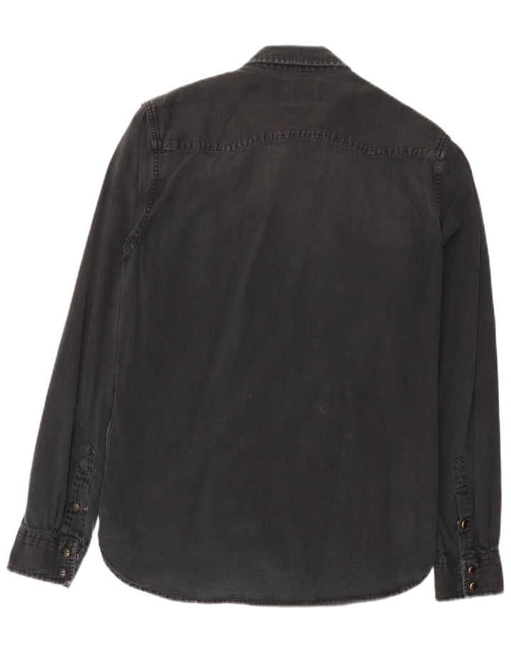 Zara Hombre Camisa Vaquera Slim Fit Negro Mediano