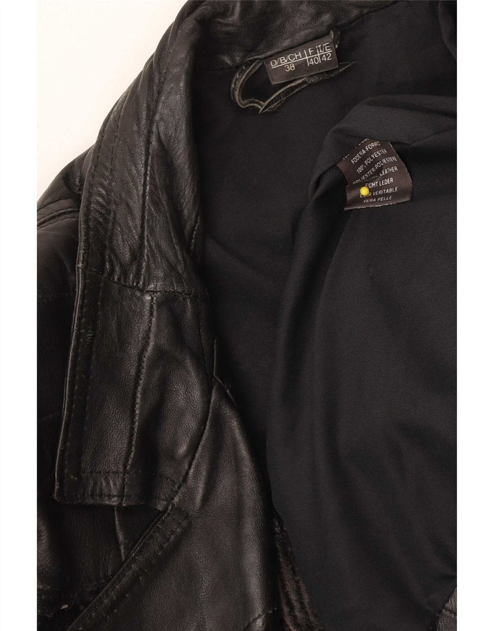 Vintage mujer biker chaqueta de cuero IT 42 cuero negro medio