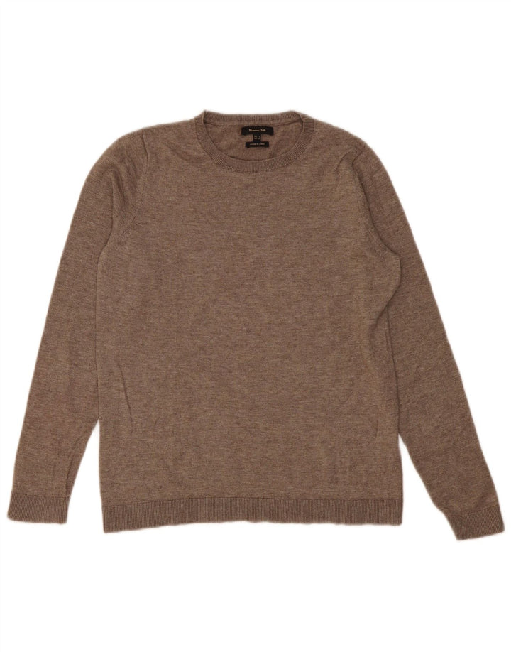 Massimo Dutti Jersey de Cuello Redondo para Mujer UK 10 Small Beige Lana