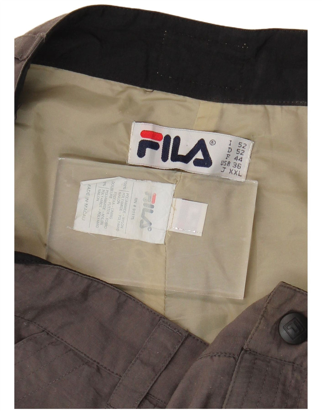 FILA Pantalones cortos chinos para hombre W36 Large Grey Polyamide