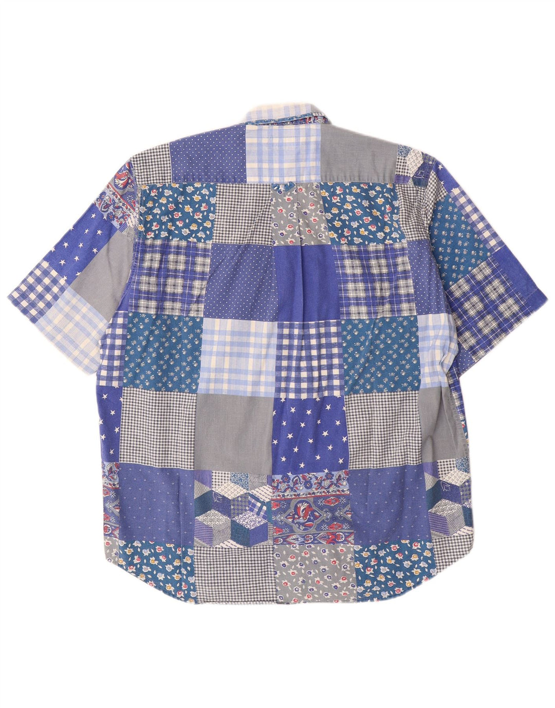 Sergio Tacchini Camisa De Manga Corta Para Hombre Patchwork Azul Grande