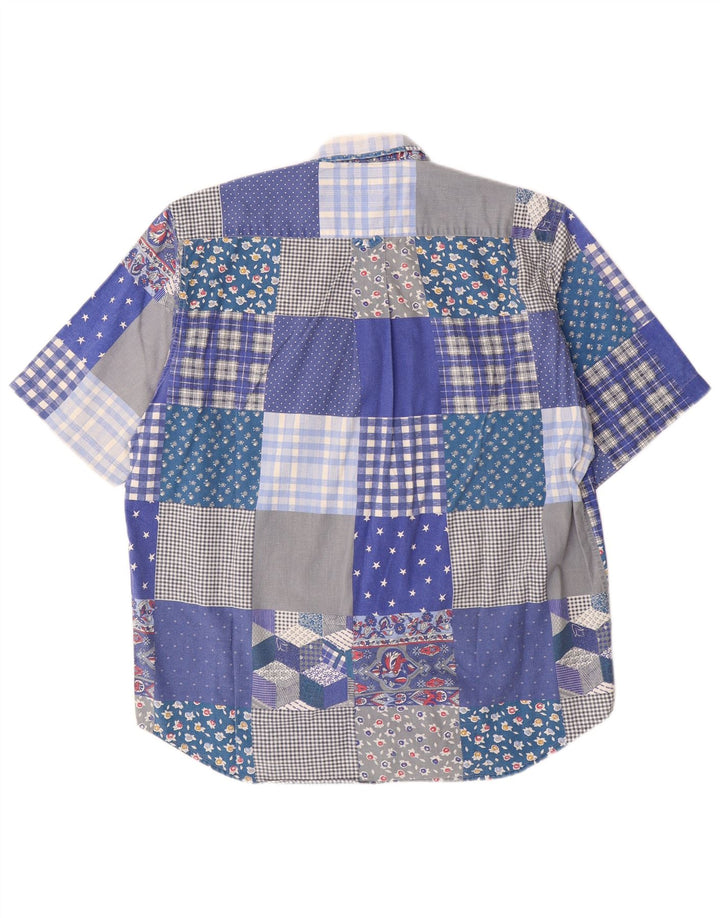 Sergio Tacchini Camisa De Manga Corta Para Hombre Patchwork Azul Grande