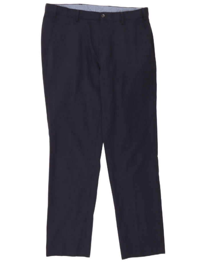 Marks & Spencer Pantalón chino regular para hombre W36 L33 Poliéster azul marino