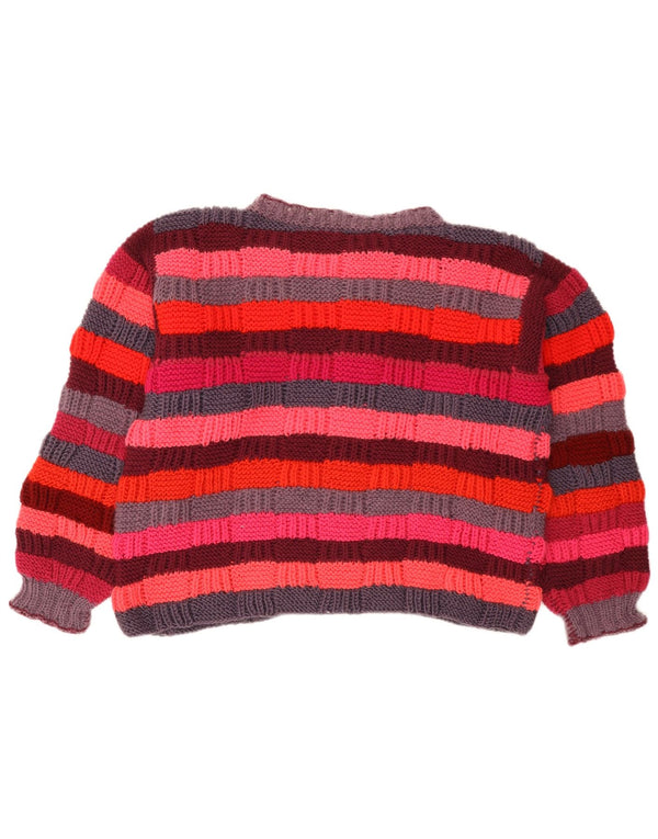 Vintage mujer tortuga cuello jersey suéter Reino Unido 16 grande multicolor rayas