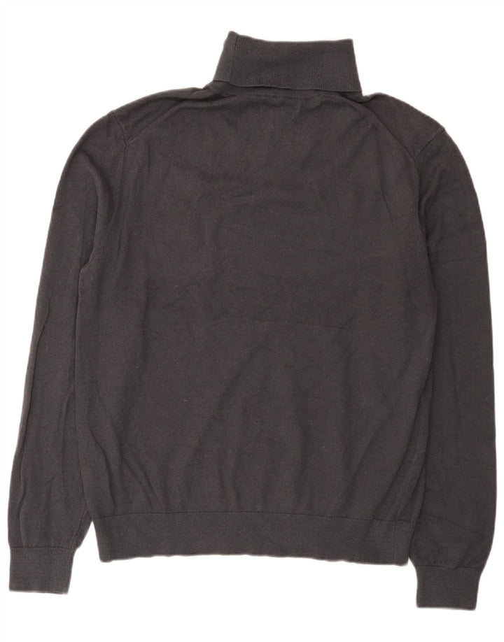 Marks & Spencer Jersey con cuello vuelto para hombre, talla grande, algodón gris