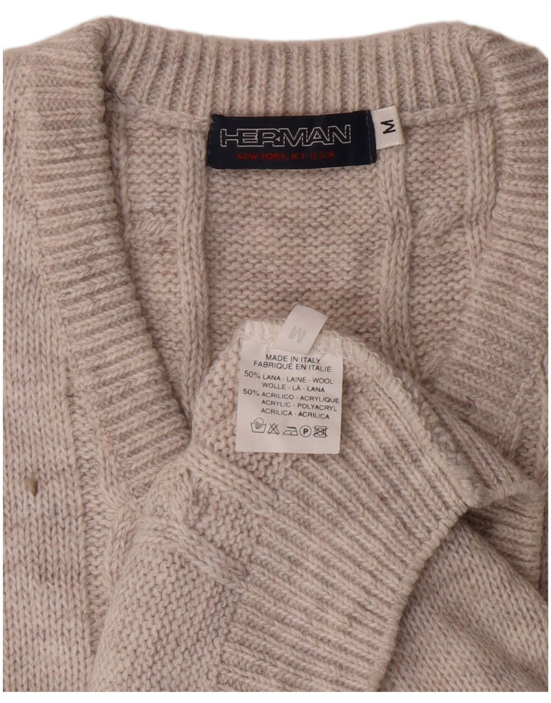 Herman Jersey con Cuello en V de Lana Gris Medio para Hombre