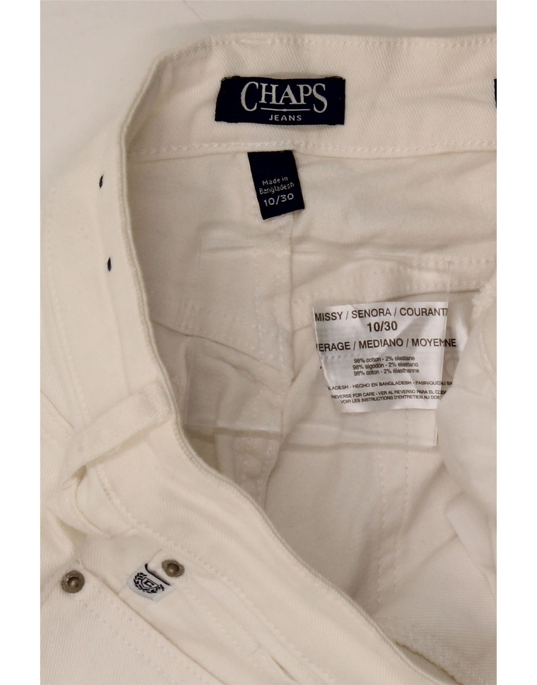 CHAPS Womens Slim Jeans US 10 Large W30 L30 White Cotton Vintage Chaps and Second-Hand Chaps from Messina Hembry 