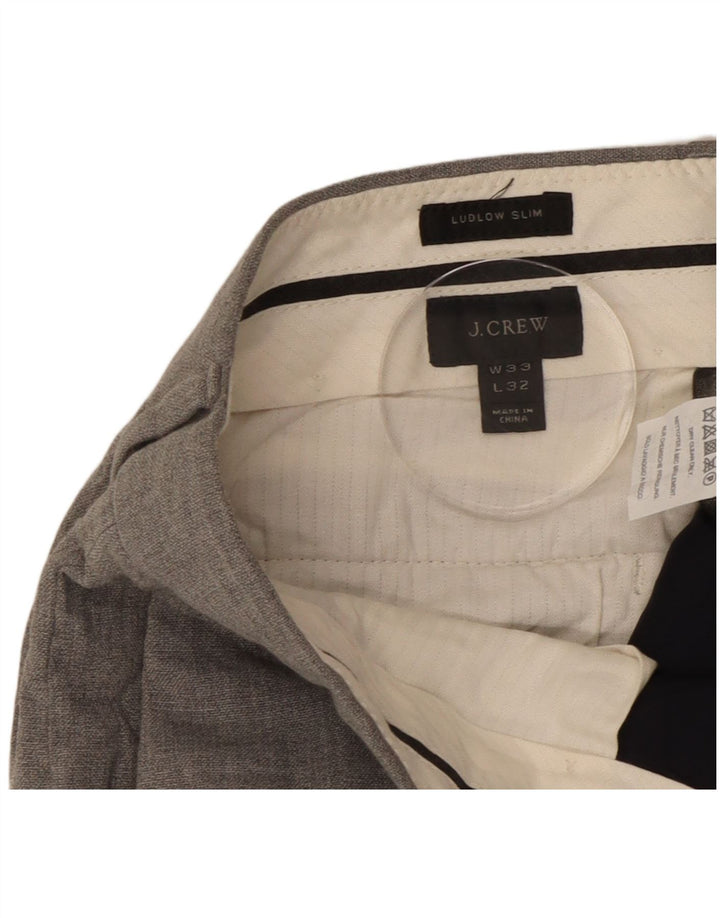 J. Crew Pantalón de traje ajustado Ludlow para hombre W33 L30 Lana gris