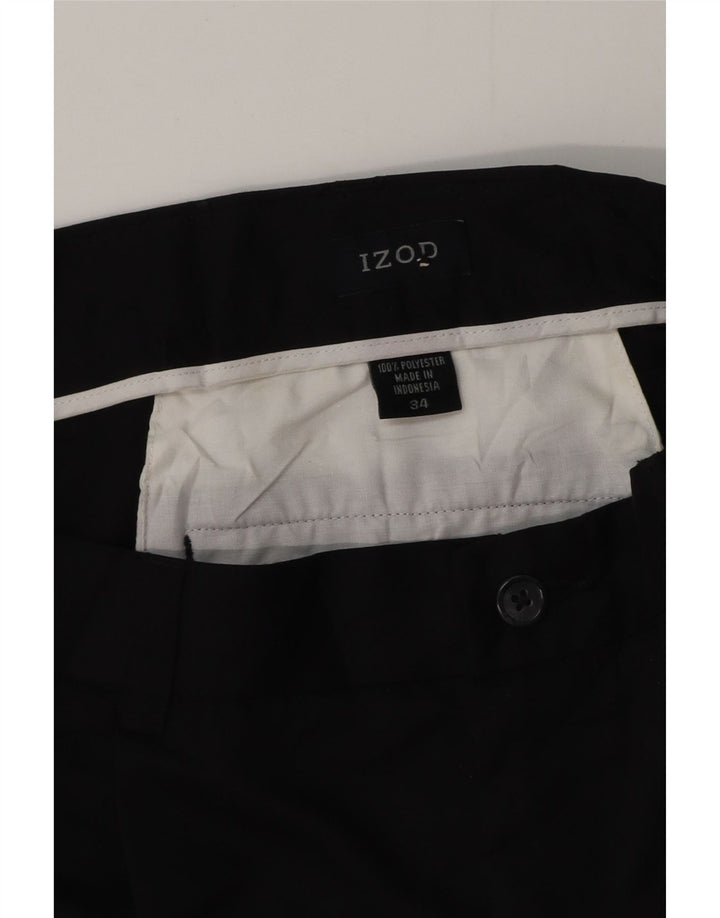 IZOD Pantalones cortos chinos pegados para hombre W34 Poliéster negro grande