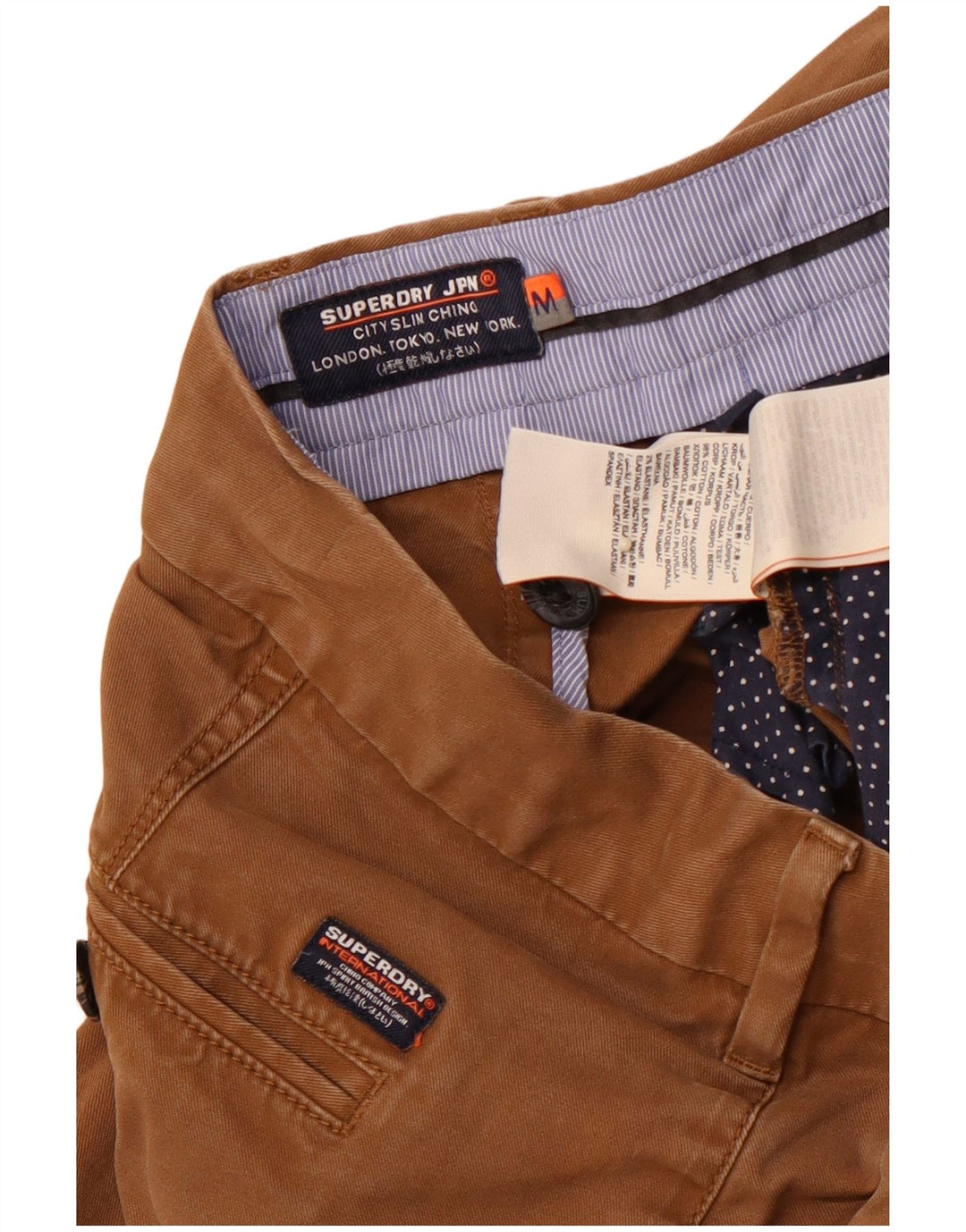 SUPERDRY Pantalón chino ajustado para hombre Medium W32 L31 Algodón marrón
