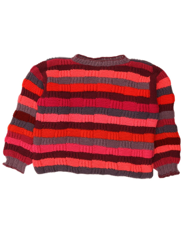 Vintage mujer tortuga cuello jersey suéter Reino Unido 16 grande multicolor rayas