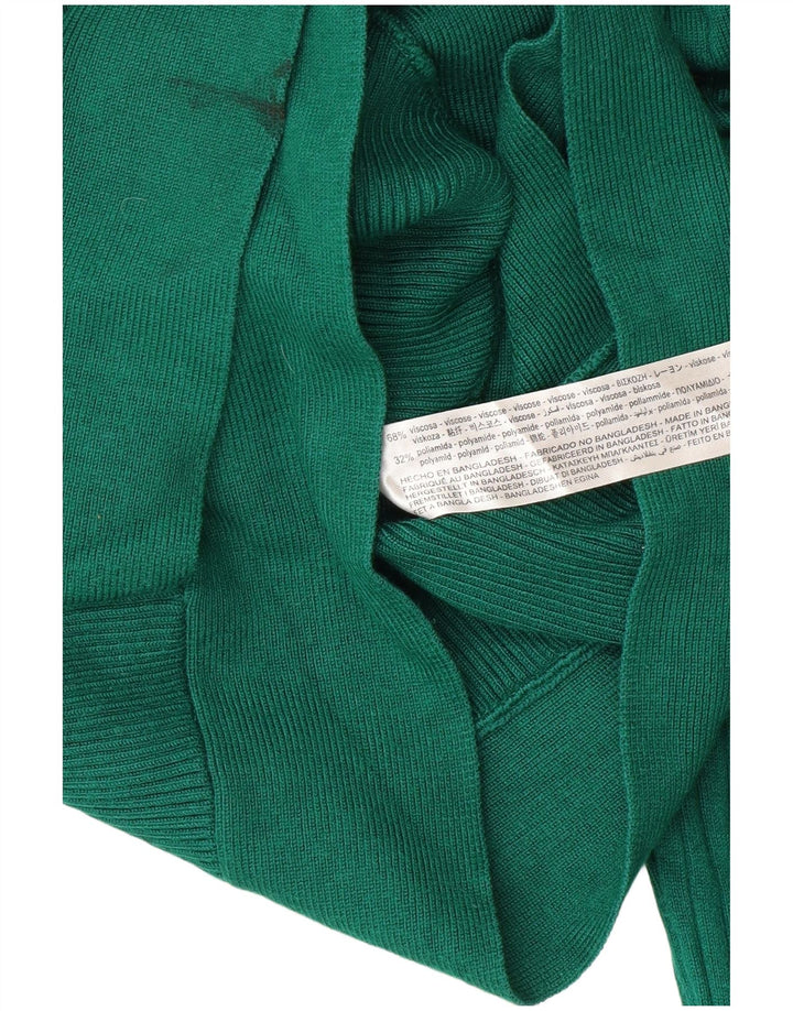 Zara Mujer Crop Top Manga Larga UK 42 Viscosa Verde Medio