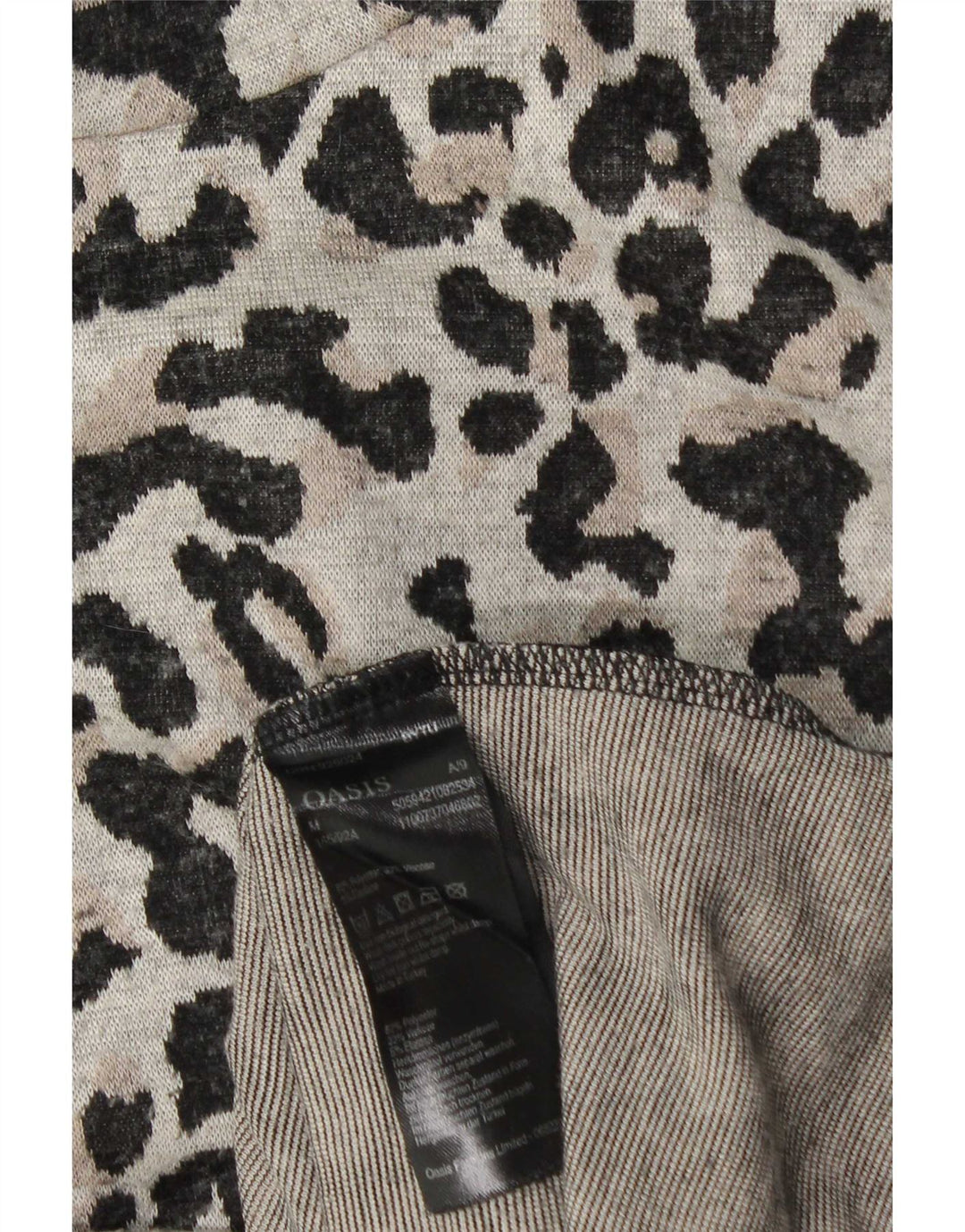 Oasis Mujer Top Manga Larga ES 44 Gris Medio Estampado Animal Poliéster