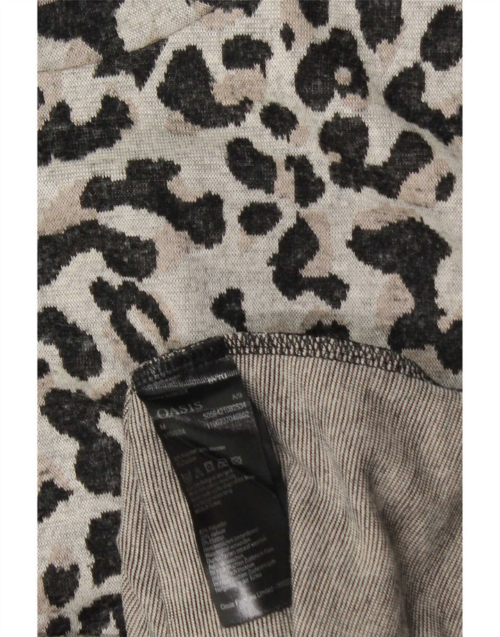 Oasis Mujer Top Manga Larga ES 44 Gris Medio Estampado Animal Poliéster