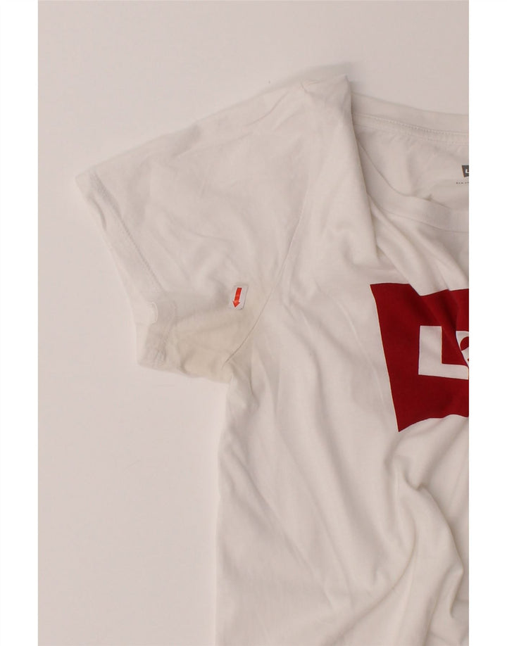 LEVI'S Womens Graphic T-Shirt Top UK 14 Medium White Cotton Vintage Levi's and Second-Hand Levi's from Messina Hembry 