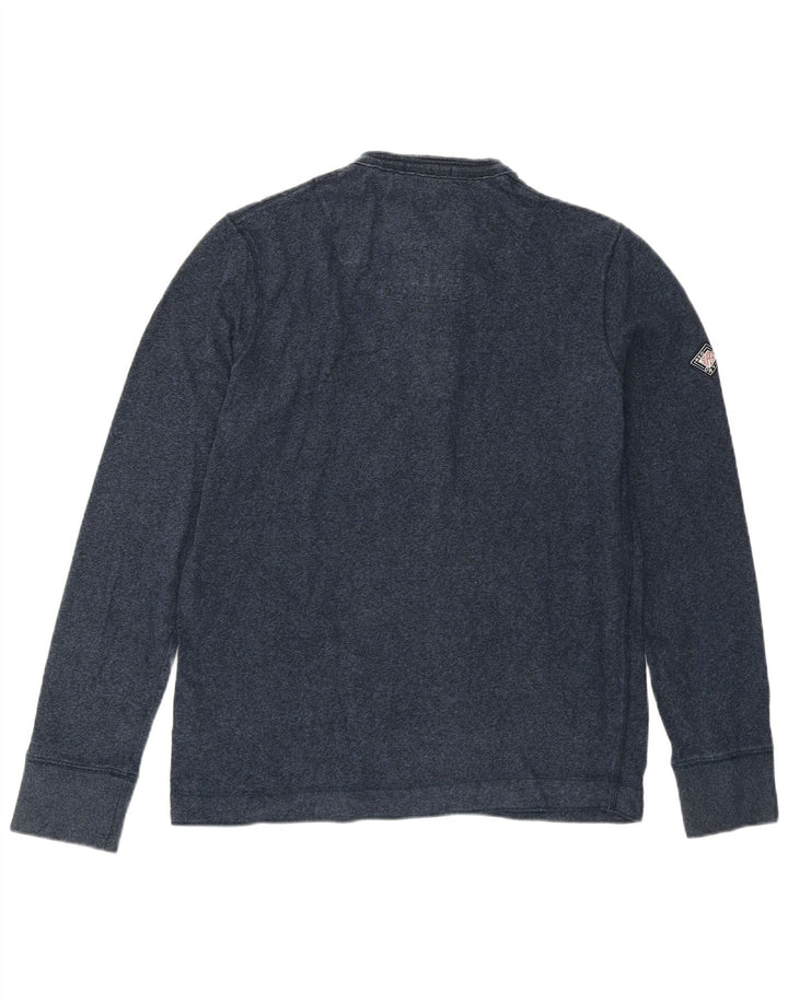 Superdry Hombre Top De Manga Larga De Algodón Moteado En Azul Marino Medio