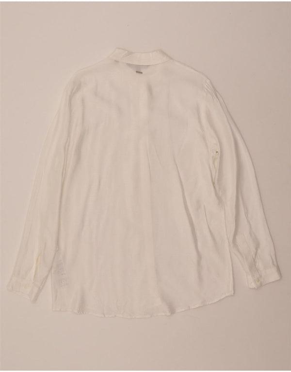 ARMANI EXCHANGE Camisa de mujer UK 46 Large White Rayas Viscosa