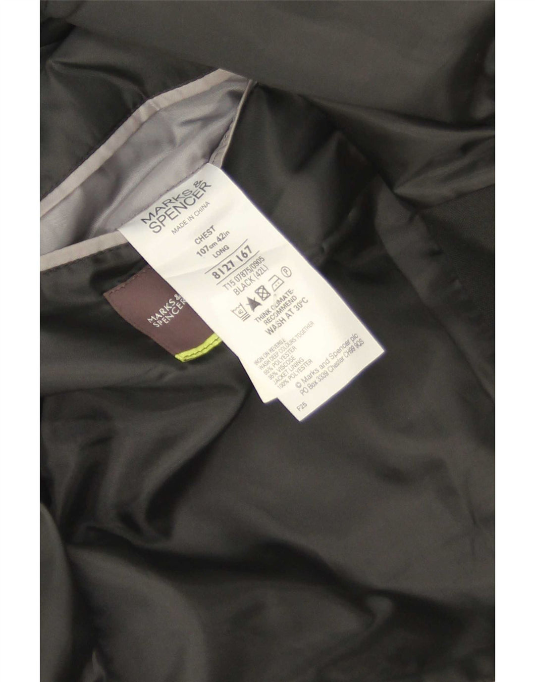 Marks & Spencer Chaqueta tipo blazer de 2 botones para hombre UK 42 Grande Poliéster negro