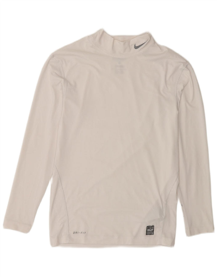 Nike Camiseta de compresión para hombre de manga larga UK 42/44 Large Blanco Poliéster Deportes