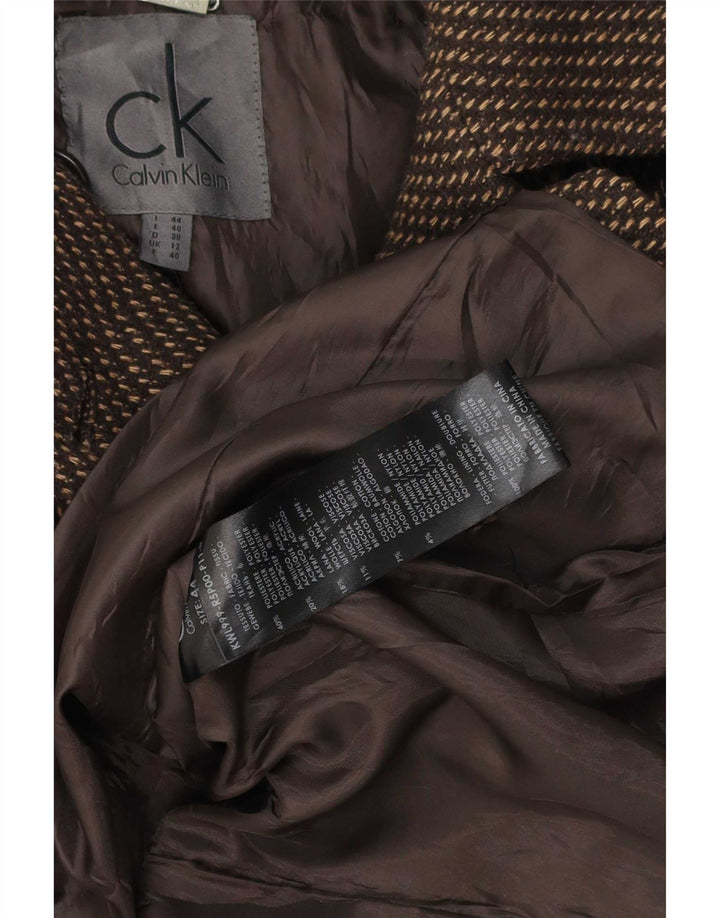 Calvin Klein Abrigo cruzado para mujer UK 12 Poliéster marrón medio