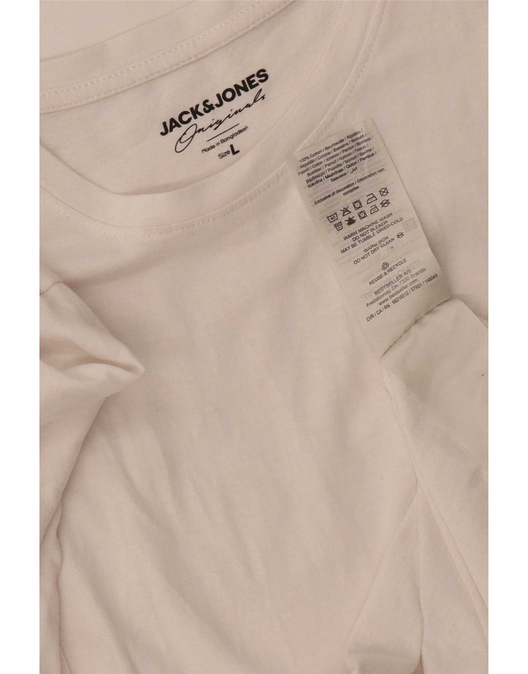 Jack & Jones - Camiseta para hombre, talla grande, color blanco, algodón