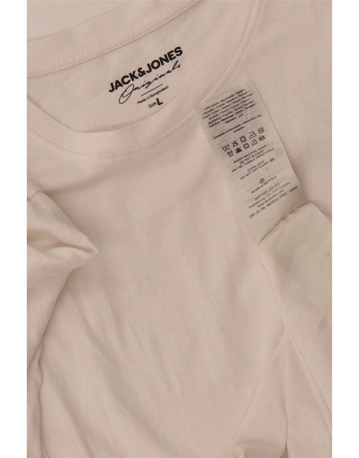 Jack & Jones - Camiseta para hombre, talla grande, color blanco, algodón