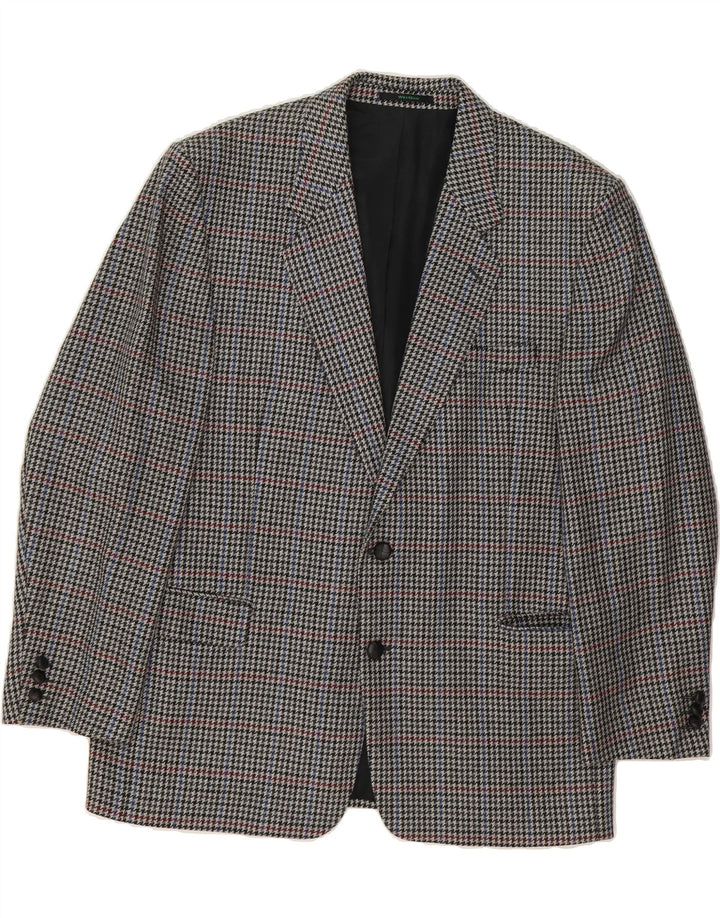 C&A Mens 2 Button Blazer Jacket IT 56 3XL Grey Houndstooth Virgin Wool Vintage C&A and Second-Hand C&A from Messina Hembry 
